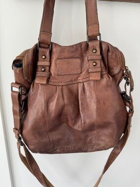 Vintage Brown Leather Shoulder Bag - Women's Carryall